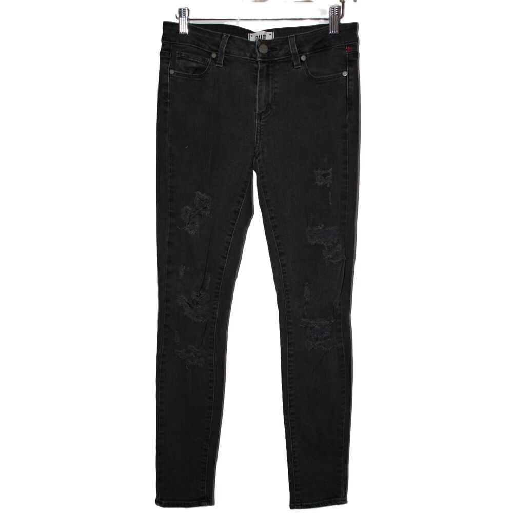 NWOT Womens PAIGE Verdugo Ultra Skinny Black Cotton Distressed Jeans Size 27